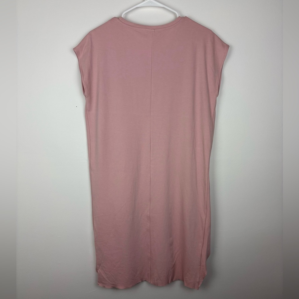 COS Cap Sleeve Tunic Dress Dusty Pink Size Small Minimalist Raw Hem Summer Chic - Picture 3 of 8